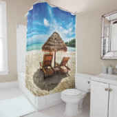 Rideaux De Douche Lounge on beach throw pillow (En situation)