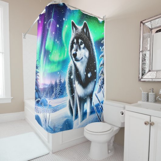 Rideaux De Douche Loup (En situation)