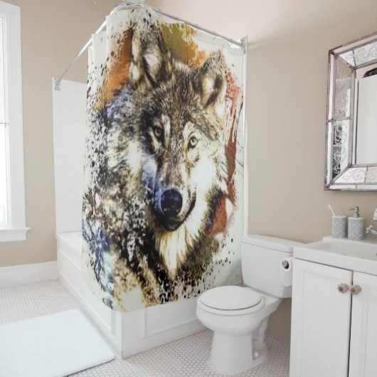 Rideaux De Douche Loup (En situation)