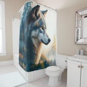 Rideaux De Douche Loup à double exposition Imaginaire (En situation)