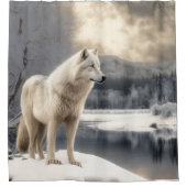 Rideaux De Douche Loup blanc en hiver (Devant)