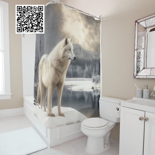 Rideaux De Douche Loup blanc en hiver