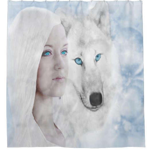 Rideaux De Douche Loup blanc neige Lady Blue Eyes (Devant)