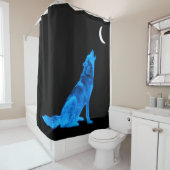 Rideaux De Douche Loup bleu hurlant à la lune (En situation)