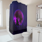 RIDEAUX DE DOUCHE LOUP HURLANT LUNE MAGENTA (En situation)