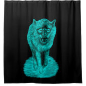 Rideaux De Douche Loup noir en colère dans la nuit (Devant)