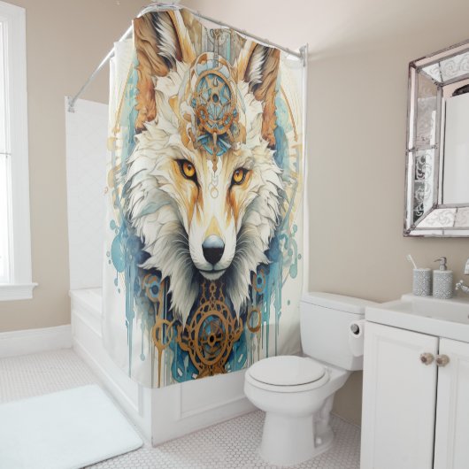 Rideaux De Douche Loup Steampunk Rustclaw (En situation)