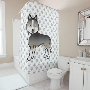 Rideaux De Douche Louveteau gris clair Husky sibérien Chien de dessi
