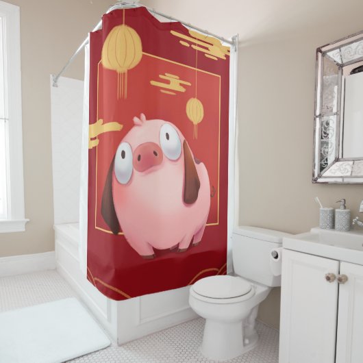 Rideaux De Douche Louveur de cochon_cochon beagle (En situation)
