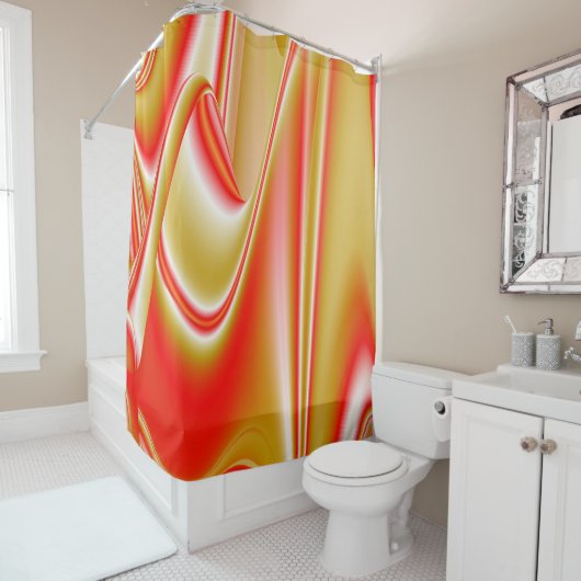 Rideaux De Douche Love and Gold Abstrait 3D Rainbowart (En situation)