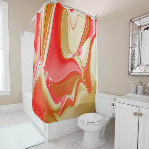 Rideaux De Douche Love and Gold Abstrait 3D Rainbowart