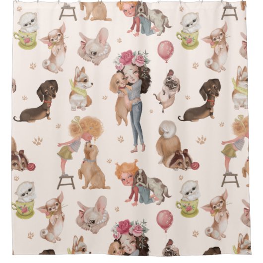 Rideaux De Douche Love Dogs (Devant)