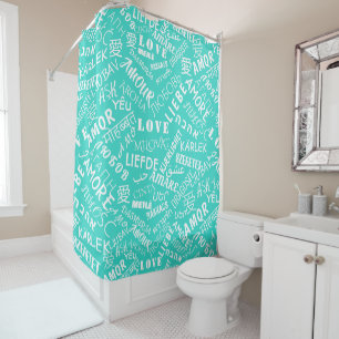 Rideaux De Douche LOVE - Multi Language - Personnalisable Internatio