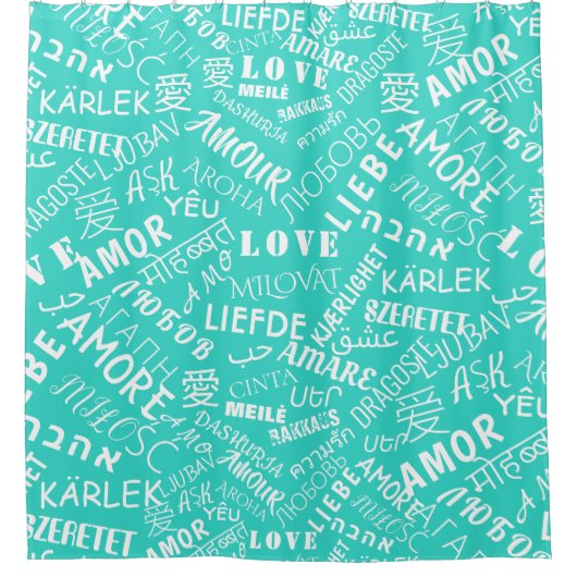 Rideaux De Douche LOVE - Multi Language - Personnalisable Internatio (Devant)