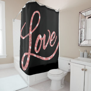 Rideaux De Douche Love Script Étoiles de Parties scintillant noire