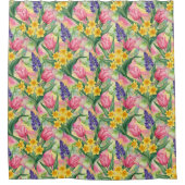 Rideaux De Douche Lrg Tulips, Daffodils, Hyacinths Alcohol Ink Style (Devant)