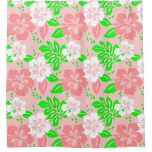 Rideaux De Douche luau floral tropical hibiscus fleurs rose