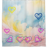 Rideaux De Douche Lumière et Coeurs Bleus (Devant)