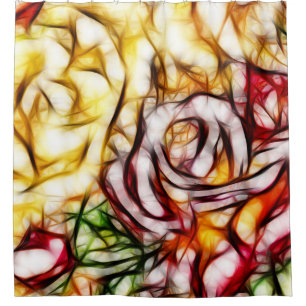 Rideaux De Douche Lumière jaune abstraite Rose artistique florale Gl