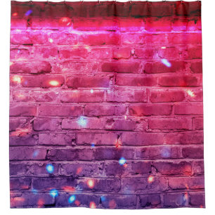 Rideaux De Douche Lumière néon : mur de brique vide.