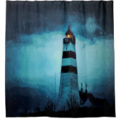 Rideaux De Douche Lumière océan bleu foncé nuit pluvieuse (Devant)