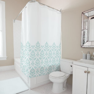 Rideaux De Douche Lumière Teal de motif de pièce de damassé de