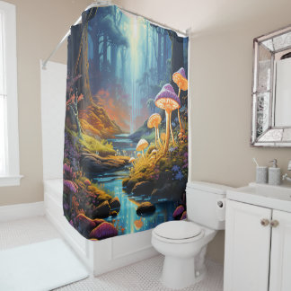 Rideaux De Douche Luminescence colorée des Imaginaires forestiers en