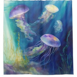Rideaux De Douche "Luminescent Drift : Jellyfish Ballet"