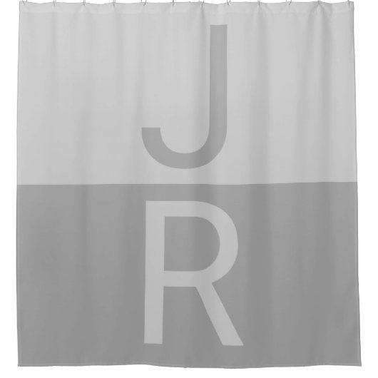 Rideaux De Douche Lumineuses Gris & Gris Initiales Modernes Monogram (Devant)