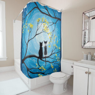 Rideaux De Douche Lune lunatique avec des chats