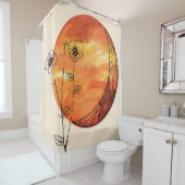 Rideaux De Douche Lune orange et fleur de pavot (En situation)