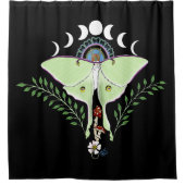 Rideaux De Douche Lune Papillon Éthéré Vert Mystique Céleste (Devant)