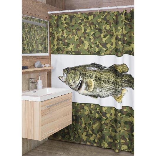 Rideaux De Douche Lunker Basse à grande bouche Pêche Camion Vert
