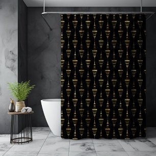 Rideaux De Douche Lustre Art Déco Élégant Doré Motif Noir