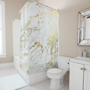 Rideaux De Douche Luxe blanc d'or de Carrare d'abrégé sur de marbr