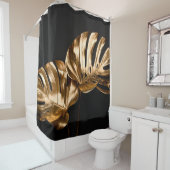 Rideaux De Douche Luxe design moderne or polygone arrière - plan 3d  (En situation)