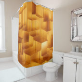 Rideaux De Douche Luxe doré formes géométrique sans couture motif (En situation)