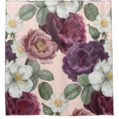 Rideaux De Douche Luxe élégant Florals Rose violet (Devant)