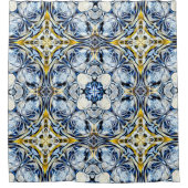 Rideaux De Douche Luxe, élégant, vignes, jaune moutarde, bleu marine (Devant)