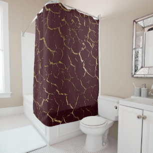 Rideaux De Douche Luxe marron criqué d'or de Bordeaux de Bourgogne