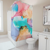 Rideaux De Douche Luxe naturel peinture abstraite d'art fluide en al (En situation)