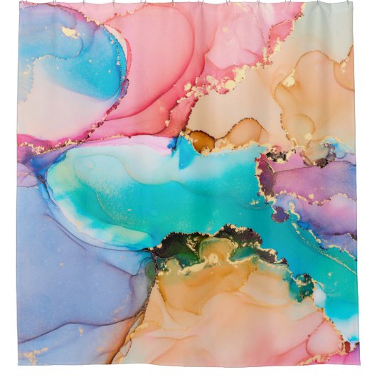 Rideaux De Douche Luxe naturel peinture abstraite d'art fluide en al (Devant)