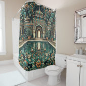 Rideaux De Douche "Luxe : Piscine intérieure Art déco" (En situation)