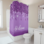 Rideaux De Douche Luxe Purple Parties scintillant Drives Monogramme (En situation)