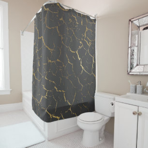 Rideaux De Douche Luxe urbain argenté gris criqué d'or