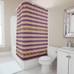 Rideaux De Douche Luxueux Floral Purple Gold Parties scintillant