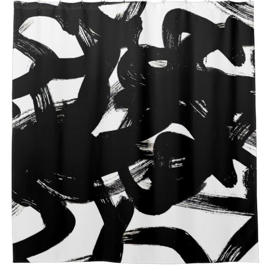 Rideaux De Douche Luxueux Gold Art : Abstrait Black Stroke. (Devant)