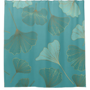Rideaux De Douche Luxueux or Ginkgo, papier peint vintage.