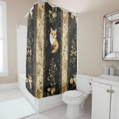 Rideaux De Douche Luxury Black & Gold Botanical Fox Pattern (1) (En situation)