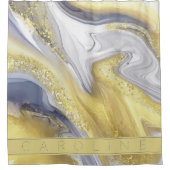 Rideaux De Douche Luxury Elegant Yellow Grey Gold Marble Effet (Devant)